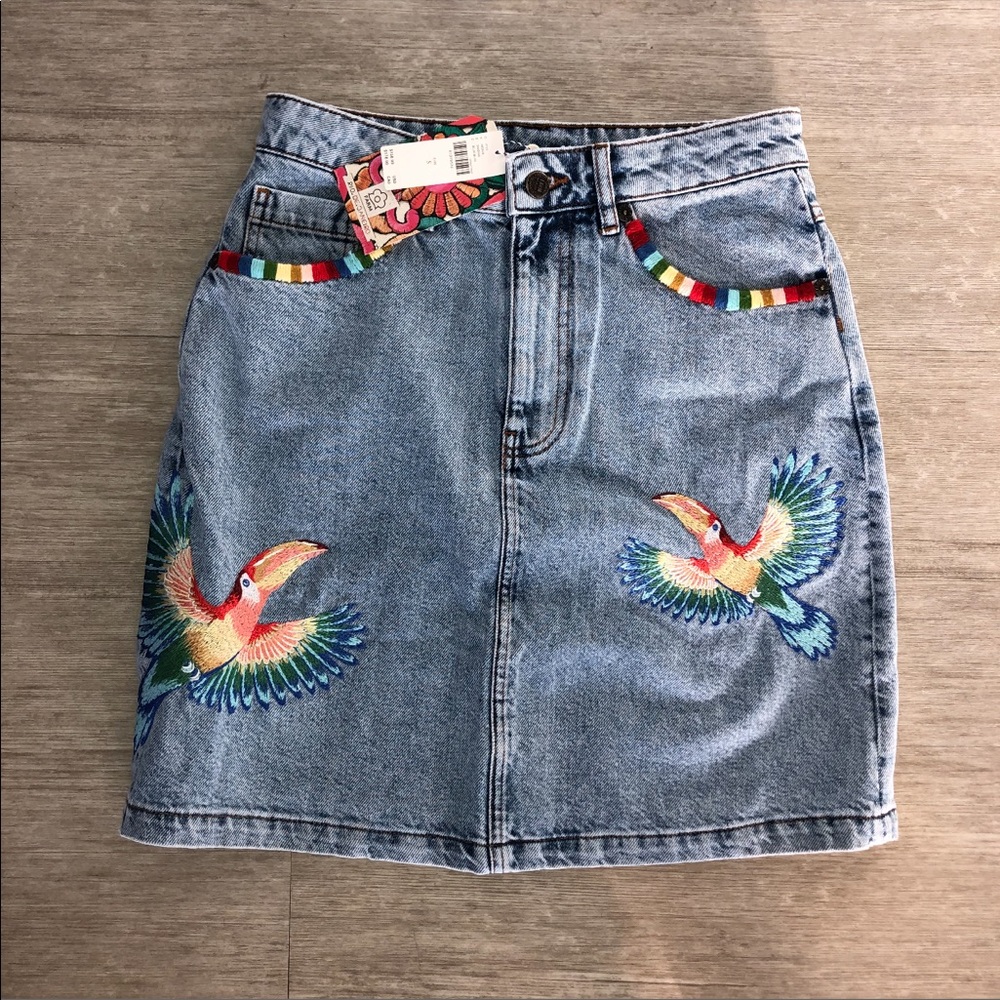 Farm Rio Denim Mini Skirt - Picture 8 of 12